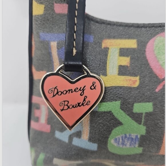 Like New Dooney & Bourke Graffiti Doodle Crayon Bitsy Bag Purse Leather Canvas - Picture 3 of 7